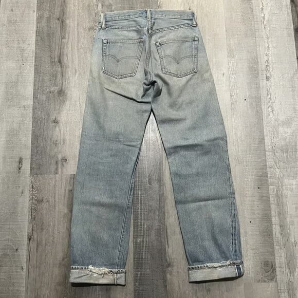 VTG 70s Levis 501 Patchwork Selvedge Hippie Patched USA Custom Denim USA Jeans - Picture 2 of 4